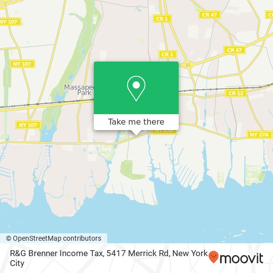 Mapa de R&G Brenner Income Tax, 5417 Merrick Rd