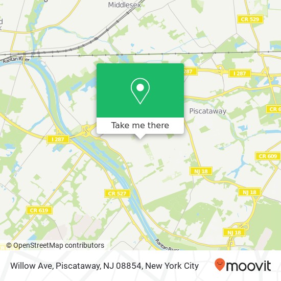 Mapa de Willow Ave, Piscataway, NJ 08854