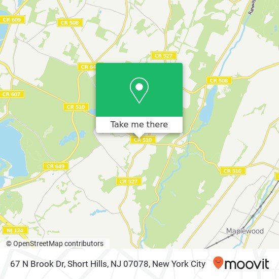 Mapa de 67 N Brook Dr, Short Hills, NJ 07078