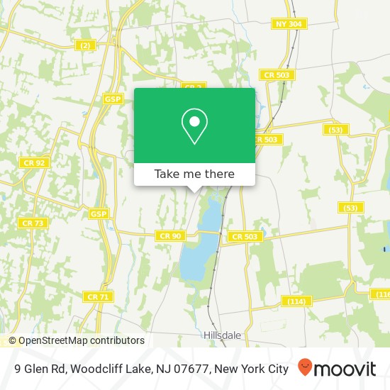 Mapa de 9 Glen Rd, Woodcliff Lake, NJ 07677