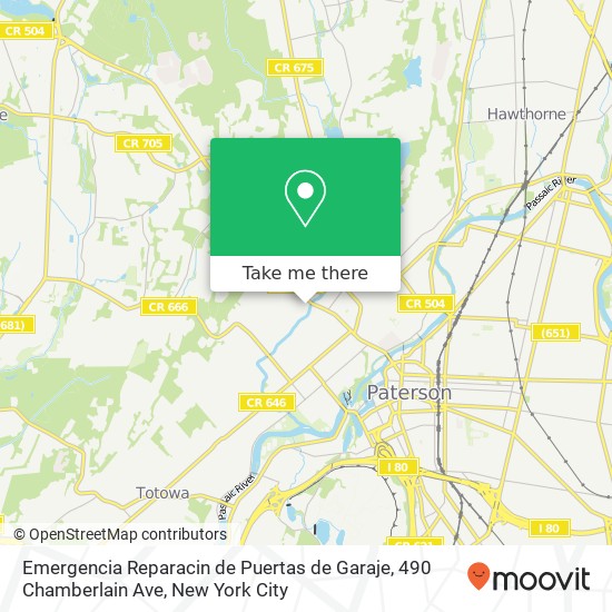 Mapa de Emergencia Reparacin de Puertas de Garaje, 490 Chamberlain Ave