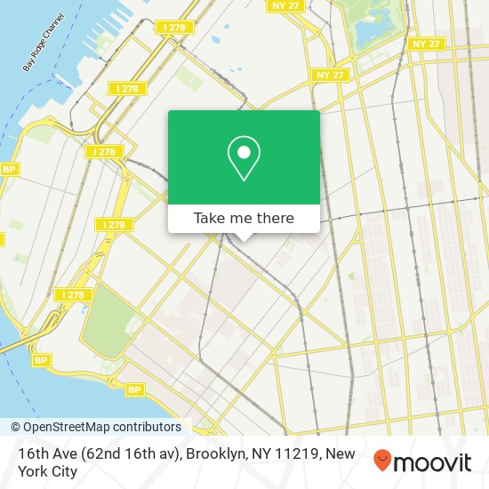 Mapa de 16th Ave (62nd 16th av), Brooklyn, NY 11219