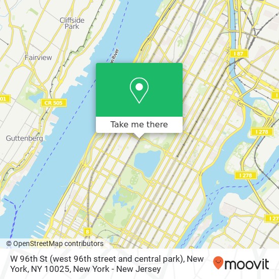 W 96th St (west 96th street and central park), New York, NY 10025 map