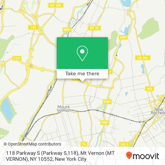 Mapa de 118 Parkway S (Parkway S,118), Mt Vernon (MT VERNON), NY 10552