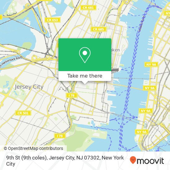 9th St (9th coles), Jersey City, NJ 07302 map