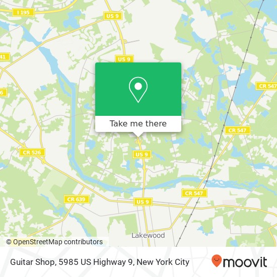 Mapa de Guitar Shop, 5985 US Highway 9