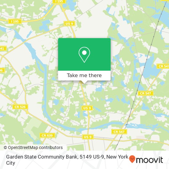 Mapa de Garden State Community Bank, 5149 US-9