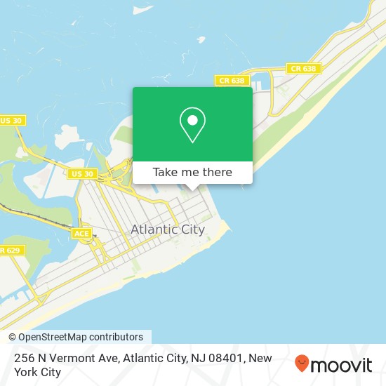 Mapa de 256 N Vermont Ave, Atlantic City, NJ 08401