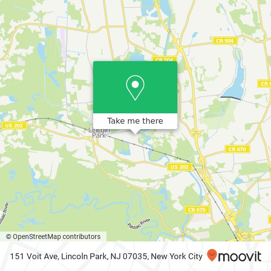 Mapa de 151 Voit Ave, Lincoln Park, NJ 07035