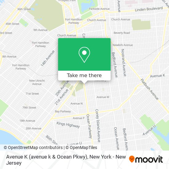 Mapa de Avenue K (avenue k & Ocean Pkwy)