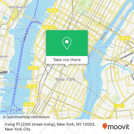 Mapa de Irving Pl (20th street irving), New York, NY 10003