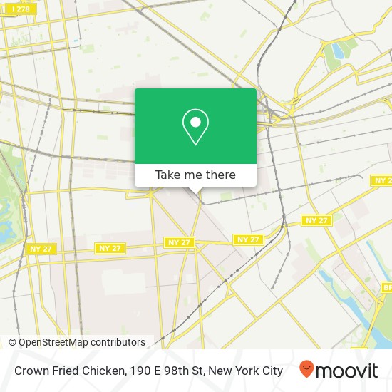 Mapa de Crown Fried Chicken, 190 E 98th St