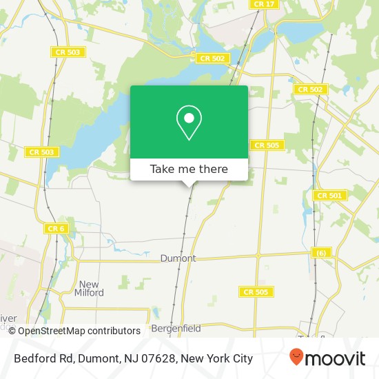 Mapa de Bedford Rd, Dumont, NJ 07628