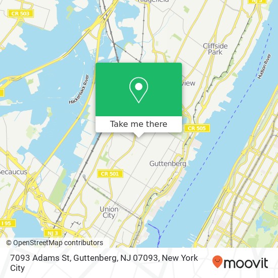 Mapa de 7093 Adams St, Guttenberg, NJ 07093