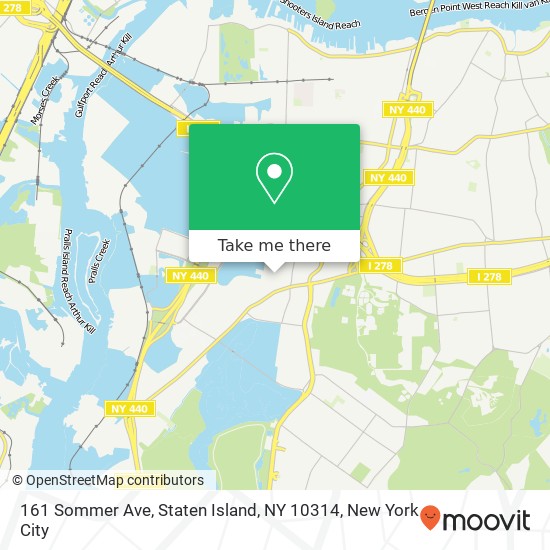 Mapa de 161 Sommer Ave, Staten Island, NY 10314