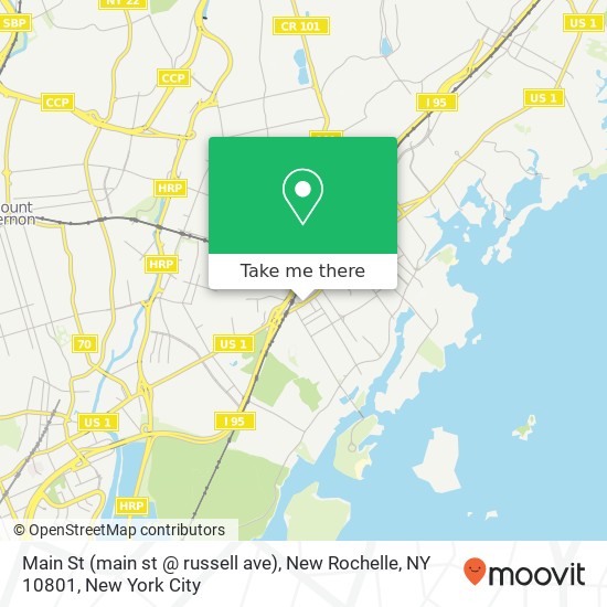 Mapa de Main St (main st @ russell ave), New Rochelle, NY 10801