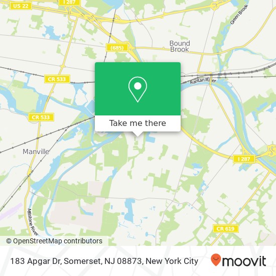 Mapa de 183 Apgar Dr, Somerset, NJ 08873