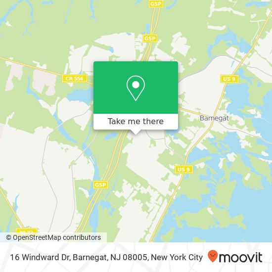 Mapa de 16 Windward Dr, Barnegat, NJ 08005