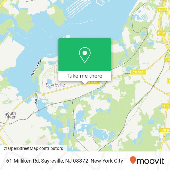 Mapa de 61 Milliken Rd, Sayreville, NJ 08872