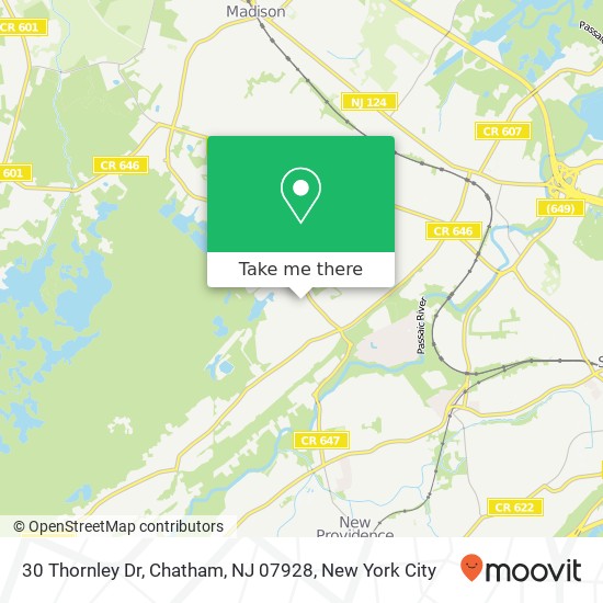 Mapa de 30 Thornley Dr, Chatham, NJ 07928