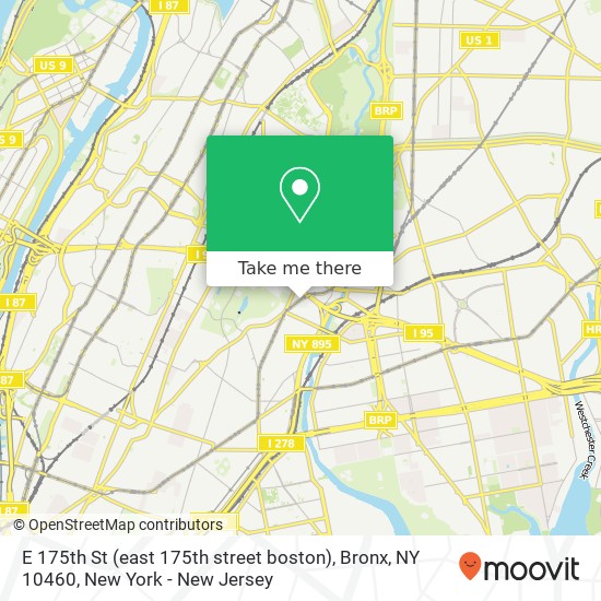 Mapa de E 175th St (east 175th street boston), Bronx, NY 10460