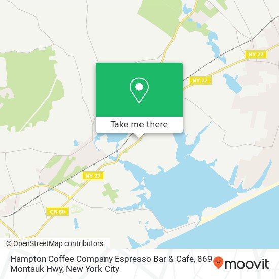 Mapa de Hampton Coffee Company Espresso Bar & Cafe, 869 Montauk Hwy