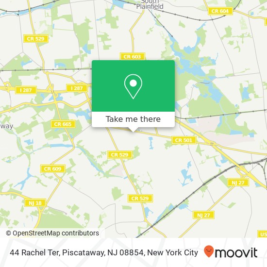 Mapa de 44 Rachel Ter, Piscataway, NJ 08854