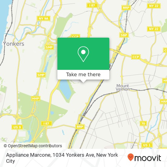 Mapa de Appliance Marcone, 1034 Yonkers Ave