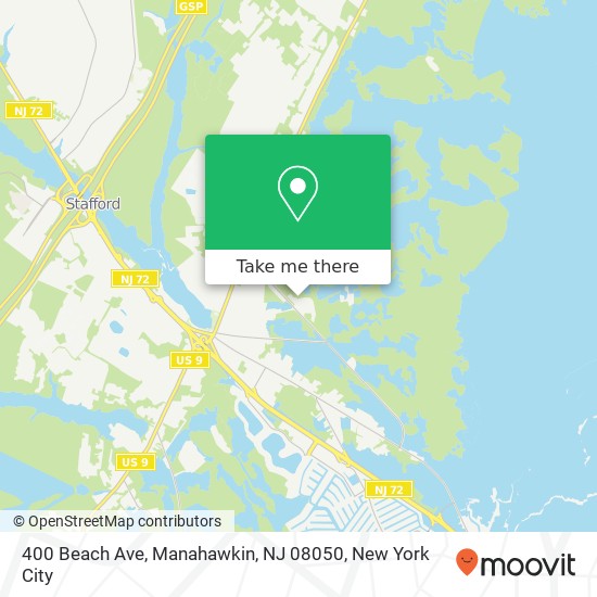 Mapa de 400 Beach Ave, Manahawkin, NJ 08050