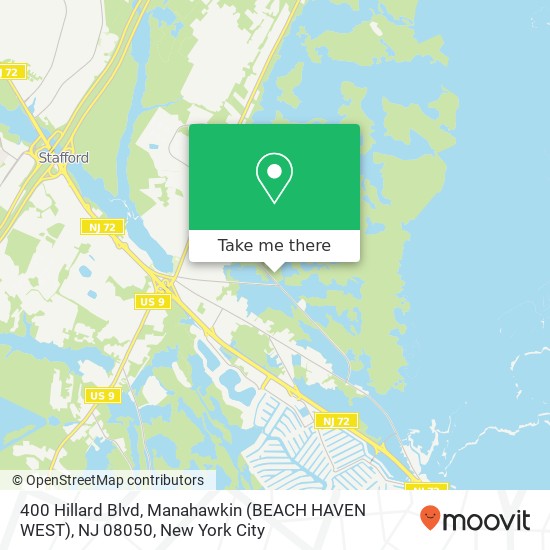 Mapa de 400 Hillard Blvd, Manahawkin (BEACH HAVEN WEST), NJ 08050