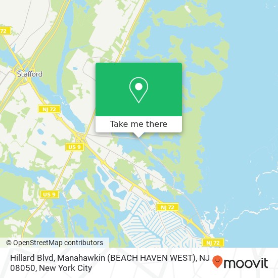 Mapa de Hillard Blvd, Manahawkin (BEACH HAVEN WEST), NJ 08050