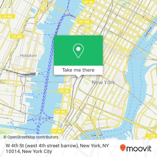 Mapa de W 4th St (west 4th street barrow), New York, NY 10014