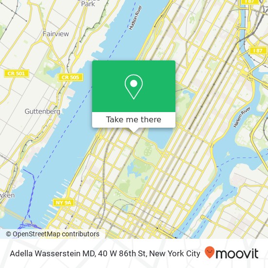 Adella Wasserstein MD, 40 W 86th St map