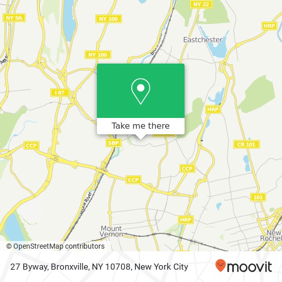 Mapa de 27 Byway, Bronxville, NY 10708