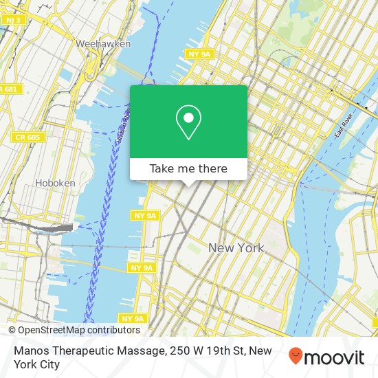 Mapa de Manos Therapeutic Massage, 250 W 19th St