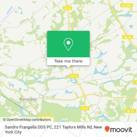 Mapa de Sandro Frangella DDS PC, 221 Taylors Mills Rd