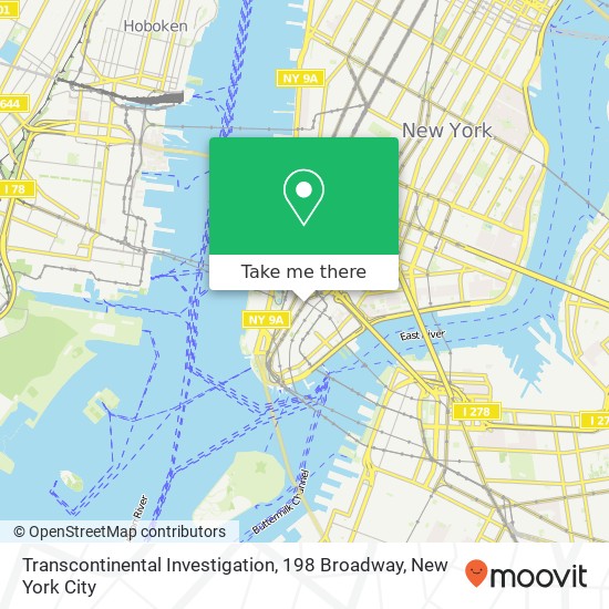 Mapa de Transcontinental Investigation, 198 Broadway