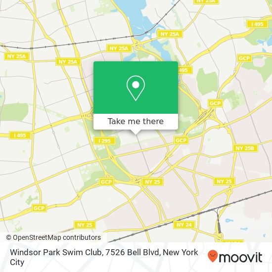 Mapa de Windsor Park Swim Club, 7526 Bell Blvd
