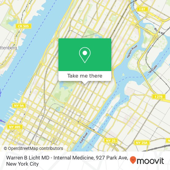 Warren B Licht MD - Internal Medicine, 927 Park Ave map