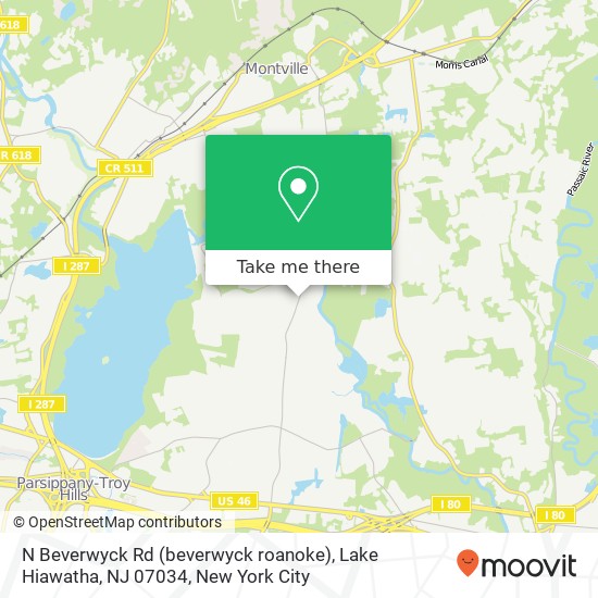 Mapa de N Beverwyck Rd (beverwyck roanoke), Lake Hiawatha, NJ 07034