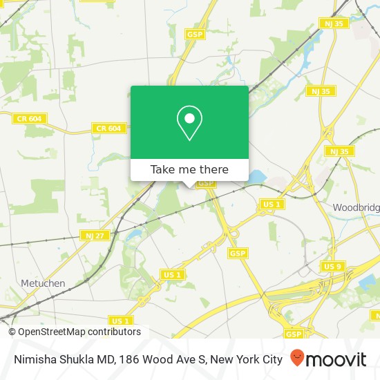 Mapa de Nimisha Shukla MD, 186 Wood Ave S