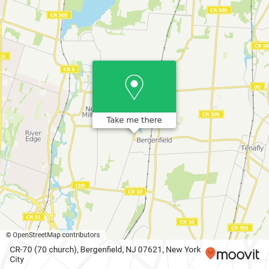 Mapa de CR-70 (70 church), Bergenfield, NJ 07621