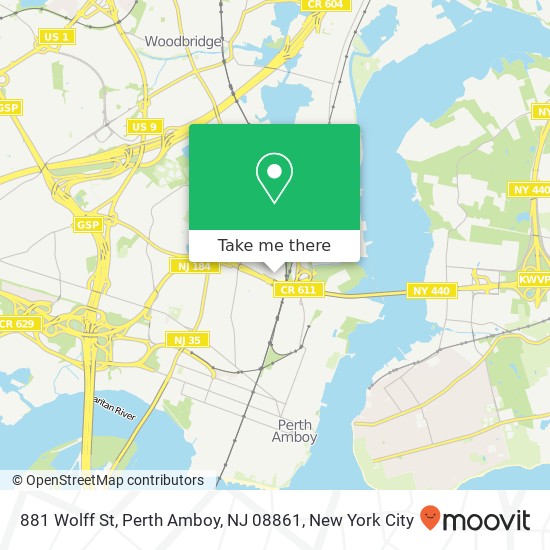 Mapa de 881 Wolff St, Perth Amboy, NJ 08861