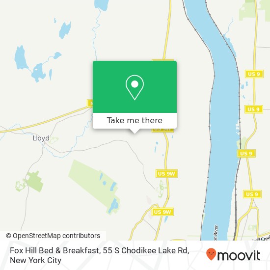 Mapa de Fox Hill Bed & Breakfast, 55 S Chodikee Lake Rd