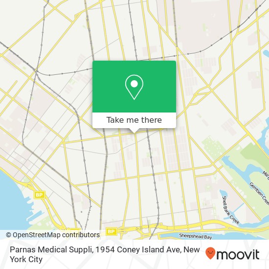 Mapa de Parnas Medical Suppli, 1954 Coney Island Ave