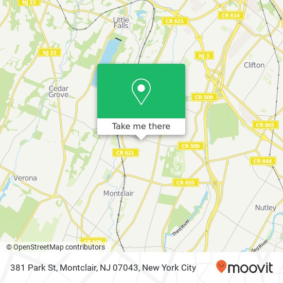 Mapa de 381 Park St, Montclair, NJ 07043