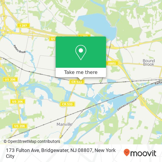 Mapa de 173 Fulton Ave, Bridgewater, NJ 08807