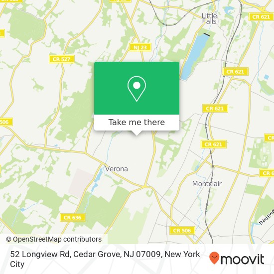 Mapa de 52 Longview Rd, Cedar Grove, NJ 07009