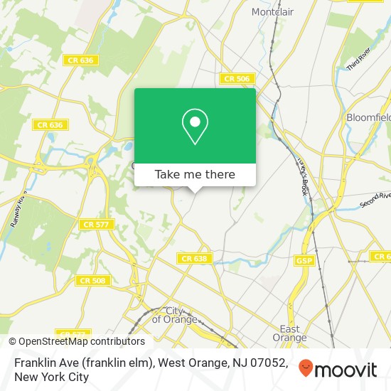 Franklin Ave (franklin elm), West Orange, NJ 07052 map
