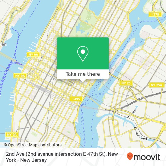 2nd Ave (2nd avenue intersection E 47th St) map